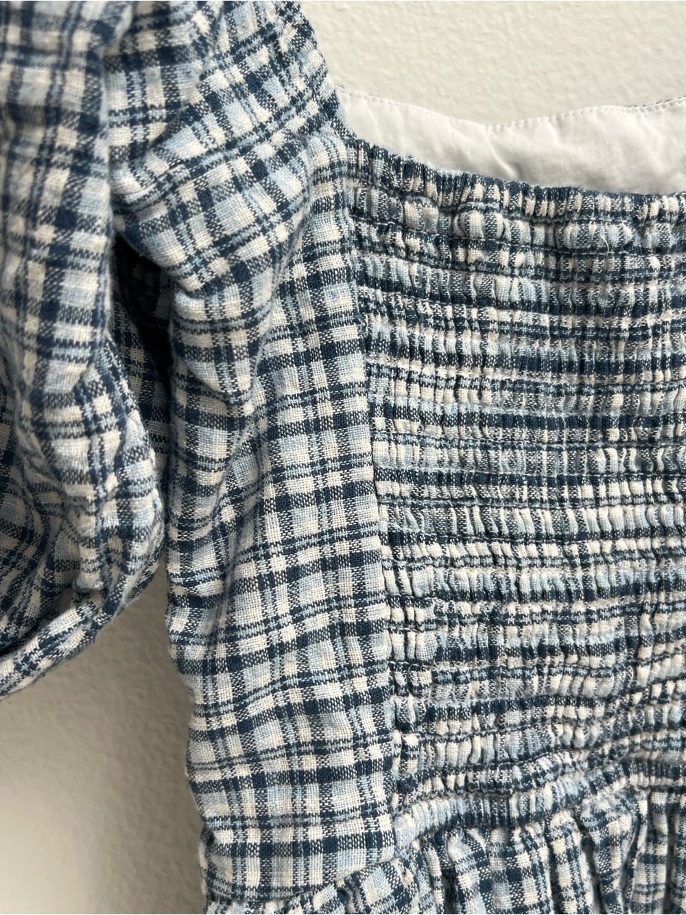 Abercrombie & Fitch Emerson Puff Sleeve Midi Dress, Blue Gingham, Medium - Picture 4 of 9